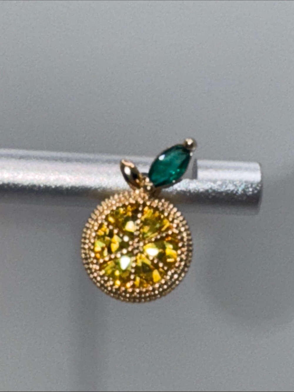 Lemon Slice Rhinestone Stud Earrings Gold Tone - Picture 8 of 13